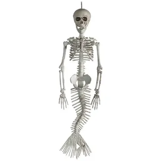 Horror-Shop Dekoobjekt Skelettierte Halloween Meerjungfrau zum Dekorieren beige|grau|schwarz