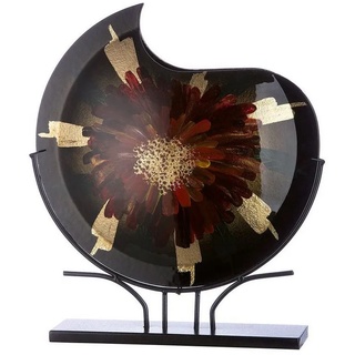 GILDE Dekovase Glasart, Vase "Doré" Blumenmuster, Glas, goldfarben, grün, rot H47.5cm