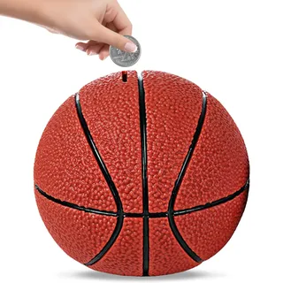 BORDEAG Spardose Basketball, 15 x 14 cm, Rot, Geschenkidee, Dekoration für zu Hause