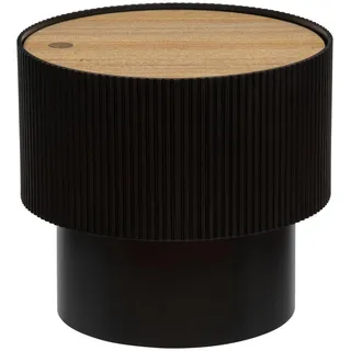 Atmosphera - Couchtisch mit Stauraum, schwarz - 38,5 x 35 cm - Tischplatte in Holzoptik, geriffeltes Design - Für Wohnzimmer, Schlafzimmer, Beistelltisch