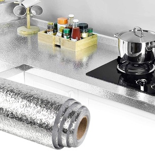 TANCUDER Küche Aluminiumfolie 40 * 500cm Aluminium Folie Aufkleber Wasserdicht Küchentapete Hitzebeständige Klebefolie Selbstklebend Küchenfolie Ölbeständiges Küchentapete für Küchenschränke, Wände
