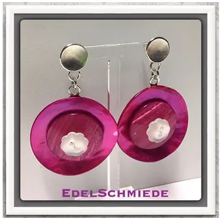 Edelschmiede925 Paar Ohrhänger Edelschmiede925 Ohrringe aus 925/- Silber mit pink Perlmuttknopf