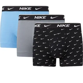 Nike Everyday Cotton Stretch Trunks Swoosh Print/Grey/Uni. Blue XL 3er Pack