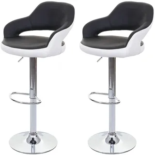 Proregal Barhocker 2er Set Sitzhöhe 61-81 cm Kunstleder Schwarz/Weiß