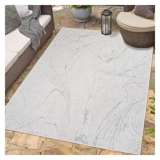 Carpet City Outdoor Teppich Wetterfest 160x230 cm - Grau - Wendeteppich, Beidseitiges Meliertes Muster - Balkonteppich Wasserfest Outdoor - Terrassenteppich