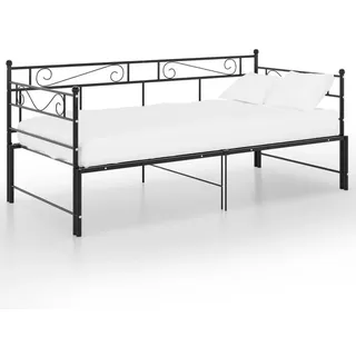 furnicato Schlafsofa Tagesbett Ausziehbar Schwarz Metall 90x200 cm, 1 Teile schwarz