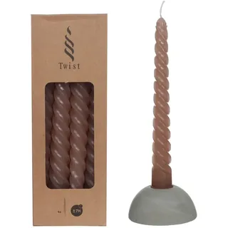 NaDeco Spiralkerzen im Set mit 4 Stück, Höhe 19cm, in vielen Farben erhältlich | Twisted Candle | Spiralkerzen | Gedrehte Tafelkerze | Candles Twist | Stabkerzen | Spitzkerzen, Farbe:Taupe