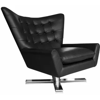 Lounge Sessel Ohrensessel Fernsehsessel Armlehnsessel drehbar. Leder Schwarz