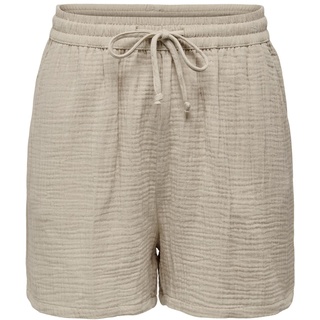 ONLY Damen Struktur Stoff Shorts aus Baumwolle Kurze Paperbag Pants Sommer Hose mit Tunnelzug ONLTHYRA