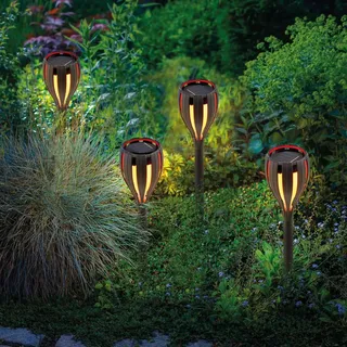 4 LED Solarfackel Solar Gartenleuchte Lampe Standleuchte Wegeleuchte Garten Deko
