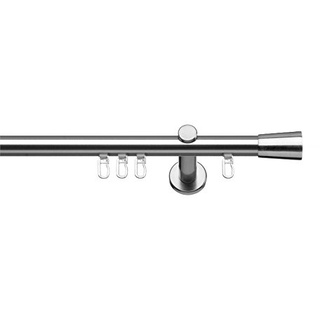 indeko AROSA, Gardinenstange mit Innenlauf Ø 16mm auf Maß, 1-Lauf, edelstahloptik, Komplettset mit Zubehör