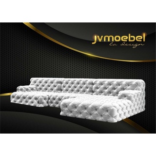 JVmoebel Ecksofa, Chesterfield U-Form Ecksofa Couch Design Polster Textil Garnitur weiß