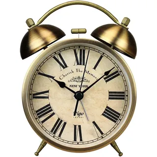 Maxspace Goldene Tischuhr aus Metall, Retro, Vintage, nicht tickend, kleiner