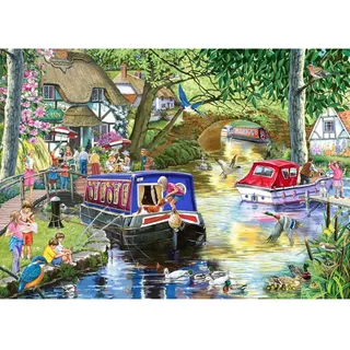 House of Puzzles The Summer on the River Jigsaw - 1000 Piece Jigsaws For Adults, Artist Illustrated, Scenic Landscape, Deluxe Puzzle Gifts