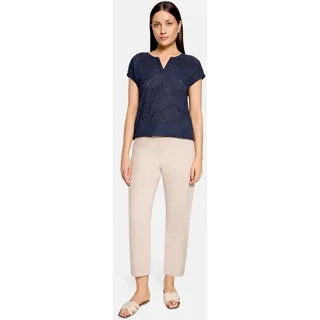 Kurzarmshirt BETTY & CO "Damen mit V-Ausschnitt", Damen, Gr. S, blau (dunkelblau), Obermaterial: 100% Baumwolle, gerade normal, Neckholder, Shirts