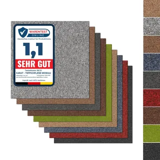 casa pura Design Teppichfliesen Moskau 50x50 cm selbstliegend - strapazierfähiger Teppich Bodenbelag mit hochwertigem Schlingenflor - antistatisch mit Bitumen Rücken (1 Stück - 50x50 cm, Hellbraun)