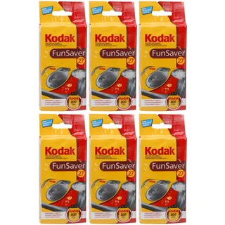 Kodak FunSaver Einwegkamera mit Blitz, 800 ISO, 35mm, 6 Stück