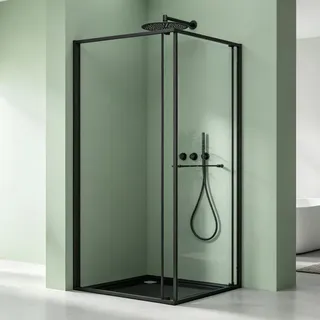 mai & mai Ravenna69K Eckdusche mit Schiebetür 75 x 75 cm Schwarz Sicherheitsglas
