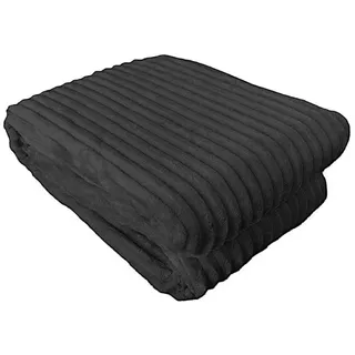 Wohndecke Kuscheldecke in Cord-Optik » Wohndecke 200x150cm, VewoTex, » Tagesdecke mit Antipilling-Effekt » warme Couchdecke schwarz