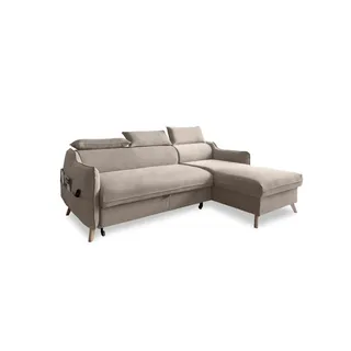 miuform Eckcouch Velours 2-Sitzer Beige
