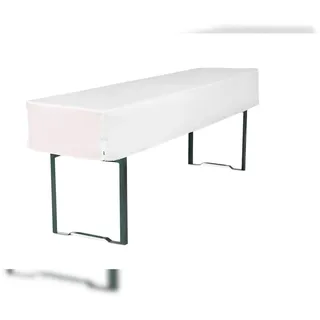 TexDeko Biertischhusse Tischdecke 3/8 Länge für Bierzelttisch Premium blickdicht waschbar 220x50x30cm (Weiß)