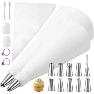 luxuskollektion Spritzbeutel Set 38tlg. mit 10 Tüllen, 2 Baumwollbeutel 30/35cm