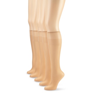 Nur Die 5er Pack Knie Seidenfein 15 DEN transparente Nylon Fein-Kniestrümpfe seidig glänzend breiter Komfortbund Damen