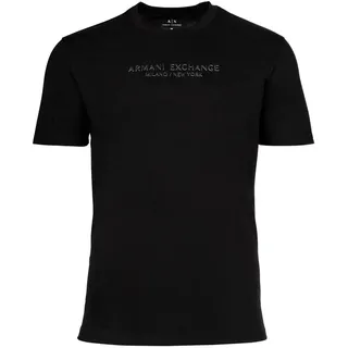 Armani Exchange AX ARMANI EXCHANGE Herren T-Shirt - Rundhals, Kurzarm, Logo, Baumwolle Schwarz 2XL