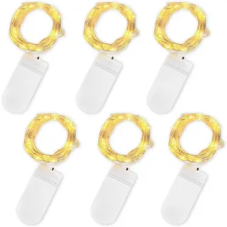 Batteriebetriebene Lichterkette, 6 Stränge, 2 Meter Wasserdichter 20-mm-led-kupferdraht, Ideal Für Geburtstage, Partys, Hochzeiten, Weihnachten Und Gartendekoration (warmweißes Licht)