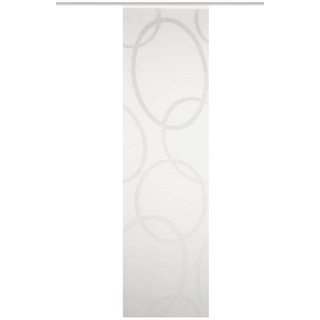 HOME WOHNIDEEN 84991 Halb-transparente Schiebegardine PINALO, Bambus-Optik, Scherli-Motiv, in 2 Größen und 2 Farben (225 x 60 cm, wollweiß)