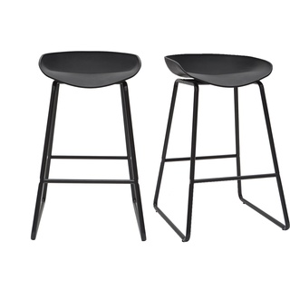 Design-Barhocker Schwarz mit Metallbeinen (2 Stk.) PEBBLE