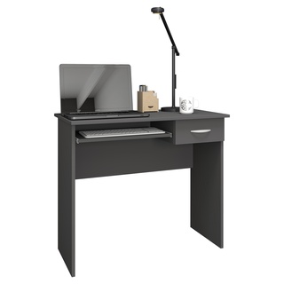 Vcm Holz Schreibtisch Computertisch Tastaturauszug Schublade Bürotisch Arusa (Farbe: Anthrazit)