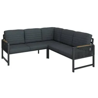 Ambia Garden Loungegarnitur, Natur, Dunkelgrau, Metall, Kunststoff, Textil, Füllung: Schaumstoff,Polyester, Eckteil, L-Form, 195x192 cm, Loungemöbel, Loungemöbel-Sets