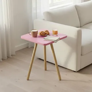 CARENZA HOME Beistelltisch Rosa 34x45 cm Holzbeine Sofatisch Couchtisch Nachttisch Skandinavisch Modern
