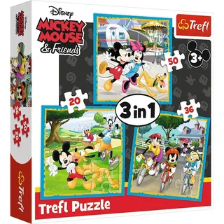 Trefl, Puzzle, Micky Maus mit Freunden, Disney Mickey Mouse and Friends, von 20 bis 50 Teilen, 3 Sets, für Kinder ab 3 Jahren
