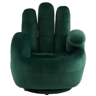 vente-unique Fingersessel CATCHY Samt 82 x 89 x 78 cm Tannengrün drehbar mit Kissen