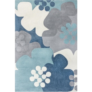 Teppich FLAIR RUGS "Retro Floral" Teppiche Gr. B/L: 120 cm x 170 cm, 10 mm, 1 St., blau Esszimmerteppiche