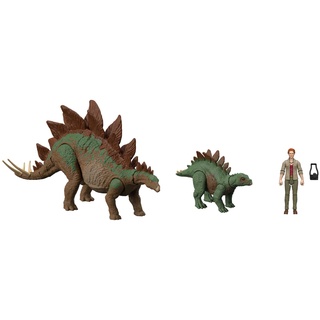 HHK91 - Jurassic World: Ein neues Zeitalter Legacy Collection Dr Sarah Harding mit großem und kleinem Stegosaurus-Dinosaurier, authentische und bewegliche Figuren, 9,5 cm, ab 4 Jahren