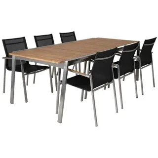 Brafab Naos Essgruppe 6x Stapelsessel + 1x Ausziehtisch 220-320x100cm