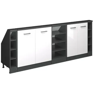 Vicco Dachschrägenschrank-Set Rion 210 x 83,8 x 46 cm Weiß Hochglanz / Anthrazit