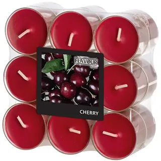 Papstar Duftteelichter Cherry, "Flavour", in Polycarbonathülle, 6 x 18 Stück