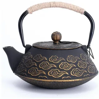 MILVBUSISS Teekanne Gusseisen Teekanne mit Infuser 800ml Japanisch Schwarz Emailliert
