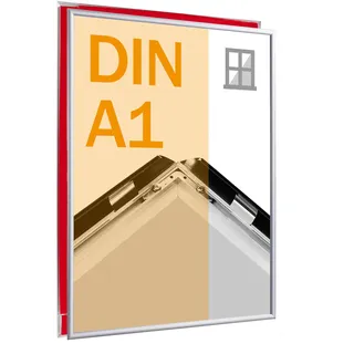 sprintis schenk gmbh & co. kg SPRINTIS Fenster-Klapprahmen A1 in Silber, selbstklebender,doppelseitiger Klapprahmen aus Aluminium, inklusive Konterrahmen fürden Außeneinsatz