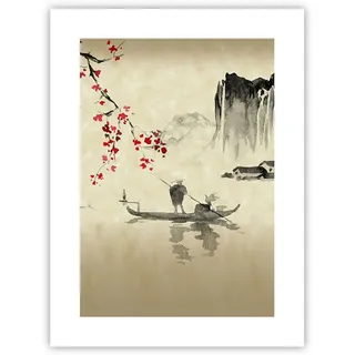 Poster ohne Rahmen Blume Kirschen Japan Deko 30x40cm Wandposter Art Prints Wandbilder Dekoration Wohnzimmer Schlafzimmer Küche Wanddeko Bild Wand Kunstdruck Modern Wall Art Decor - P2XPA30x40-5020