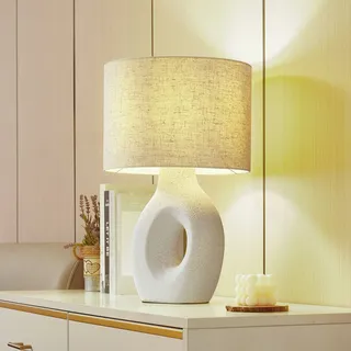 Tischlampe Thalassia Lindby, weiß / opal, für Wohn- / Esszimmer, Textil / Stoff / Seide, Skandinavisch, Tischlampe - 30 cm - 30 cm - 50 cm
