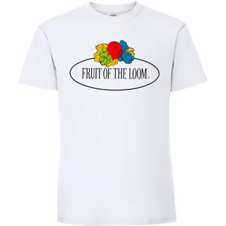 Fruit of the Loom Ringspun Premium T-Shirt mit Vintage-Logo auf der Brust, weiß - Vintage-Logo groß, S