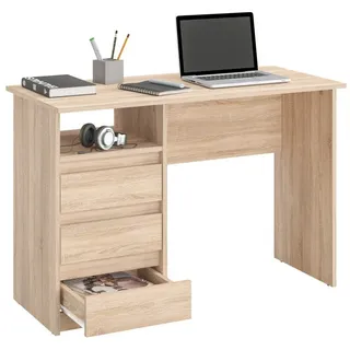 KOMTO Schreibtisch Oslo 110 Schreibtisch mit Schubladen Bürotisch Computertisch, Büro PC-Tisch Kinderschreibtisch mit Stauraum 110 x 50 x 74 cm braun