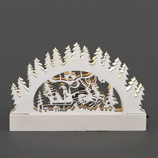 LED Holzsilhouette Leuchter Santa weiß 23x15cm Konstsmide innen 2843-210 xmas