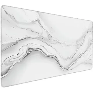 Mousepad XXL 700x300x3mm Weiß Gaming Mauspad mit Genähten Kanten, Terrain Mousepad Gaming Nicht Rutschender Unterlage, für Computer PC Laptop Schreibtischmatte Tastatur und Maus, für Home Office S-508
