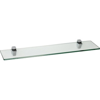ib style Wandregal Glasregal 10mm klar 40 x 15 cm + Clip CUCALE Verchromt, Glasboden aus ESG-Sicherheitsglas - Wandregal silberfarben